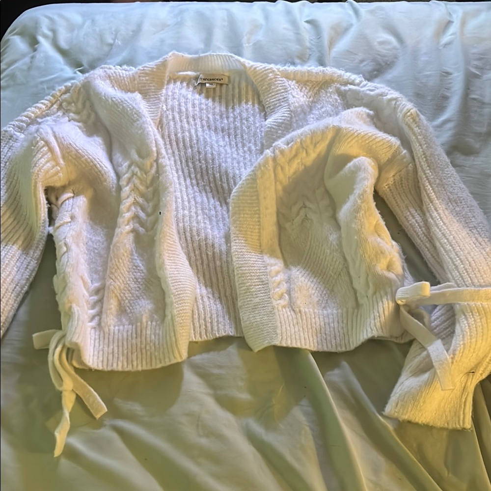Francesca's Collections Cream Cable Knit Cardigan